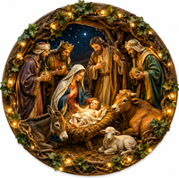 Assiette décorative en résine 3D stéréo de la Sainte Famille et des Trois Mages avec support – Cadeau de bénédiction catholique pour les croyants – Vente en gros