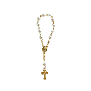 YL Mini chapelet ensemble or argent perle premier baptême cadeaux miraculeux vierge marie médaille Crucifix jésus alliage sac voiture poche - Product Image 1