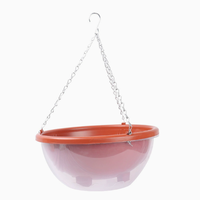 Petit panier suspendu épaissi en résine, pot de fleurs auto-arrosant avec couvercle transparent, pot de fleurs circulaire en plastique double couche
