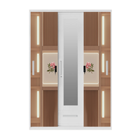 Lemari pakaian pintu geser ganda Modern, lemari pakaian baja dengan cermin Transfer bunga, lemari Almirah untuk kamar tidur, furnitur