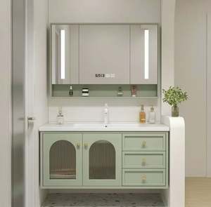 Internet Famous Butter Style Avocado Green Ceramic Integrated Bathroom Vanity with <b>Smart</b> <b>Mirror</b> - Product Image 3