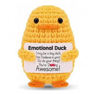 Handmade Emotional Duck Pickle Gift Cucumber Crochet Inspirational Doll with Cards Knitted Support Potato Gifts for Home <b>Decor</b> - Product Image 1