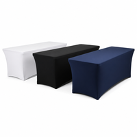 Housse de table ajustée en polyester 4ft 6ft 8ft, imprimée sur mesure, sans plis, lavable, pour mariage, événement, fête, salon professionnel