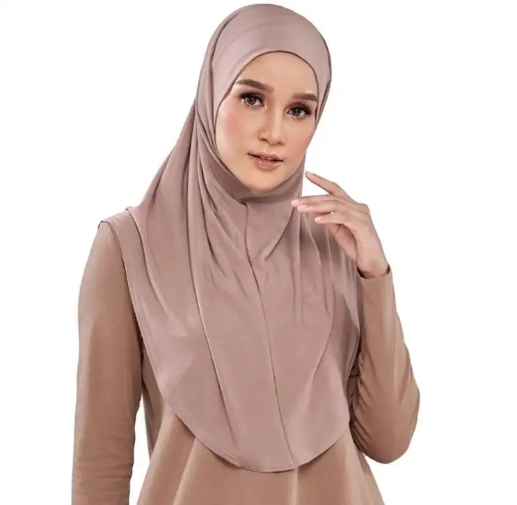Hijab instantâneo Tudung macio e confortável de alta qualidade, crepe de musgo, Hijab instantâneo, Hijab Instantâneo sem ferro da Malásia