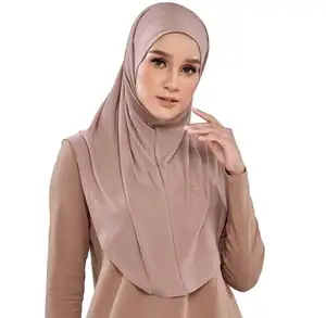 Yüksek kaliteli yumuşak ve rahat Tudung anında başörtüsü Moss krep kravat geri başörtüsü anında malezya Ironless anında başörtüsü