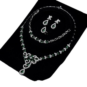 Luxury Crystal Delicate <strong>Jewelry</strong> Cubic Zircon Bridal Wedding Women <strong>Jewelry</strong> <strong>Sets</strong> Paved <strong>Emerald</strong> Drop Necklace <strong>Jewelry</strong> <strong>Set</strong> - Product Image 1