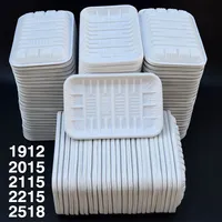 Barquette alimentaire rectangulaire en plastique jetable blanche pour supermarché, emballage de légumes, fruits et viandes, provenant de Chine