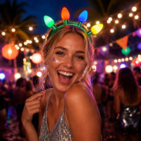 Serre-tête lumineux LED pour fête de Noël, motif pull moche, 4 LED, 3 modes clignotants, accessoire de tête lumineux