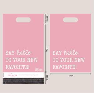 Logo stampato personalizzato riciclabile in plastica rosa busta di spedizione <span class=keywords><strong>corrieri</strong></span> borsa di spedizione durevole Poly Mailer con manico all'ingrosso - Product Image 5
