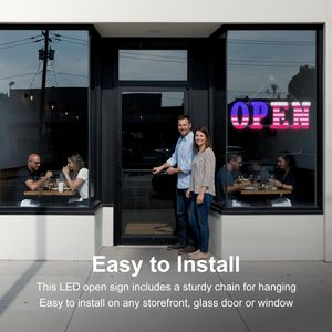 40 In X 14 In American Flag Led Open Sign With <b>Remote</b> <b>Control</b> Dimmable Brightness Flash Modes Easy Hang - Product Image 5