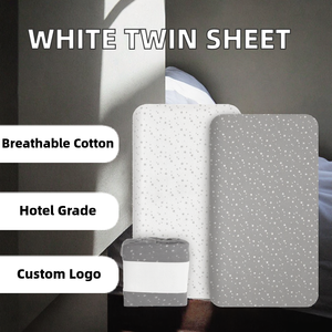 Drap plat blanc uni taille double 200TC 100% coton percale fil 40S doux et respirant pour matelas d'hôtel, vente en gros, logo personnalisé - Product Image 2