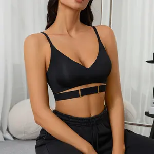 Ladymate ODM/OEM Sujetador de seda sin costuras Women Vest Camisole Bra Cropped Tank Tops for Women Solid Wireless Bralette