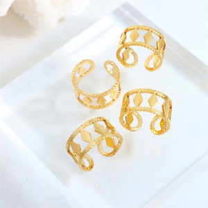 Wholesale Hollow Cuff <b>Ring</b> Fine Gold Plated Stainless Steel <b>Adjustable</b> <b>Rings</b> for Women - Product Image 2
