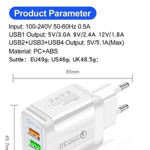 Hot Sale QC3.0 3A Fast Charger 2USB 1A Quick Charging Total 5.1A Square Adapter With LED Light for Iphone Samsung Xiaomi HuaWei - Product Image 6