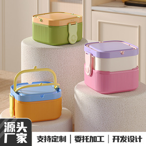 Lunch Box Rectangle <b>Plastic</b> Lid Food Grade For Children And Office Use Solid Color Microwave Safe - Product Image 2