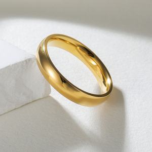 Anillos baratos de moda joyería 18K chapado en oro de acero inoxidable 2/4/6/8/12MM pareja anillo de dedo anillos lisos para mujeres y hombres - Product Image 3