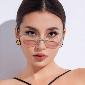 Gafas <span class=keywords><strong>de</strong></span> Sol <span class=keywords><strong>de</strong></span> Diseño Retro <span class=keywords><strong>2023</strong></span> para <span class=keywords><strong>Mujer</strong></span>, Armazón Pequeño <span class=keywords><strong>de</strong></span> Metal Azul Oscuro con Degradado, Protección UV400 TAC - Product Image 2