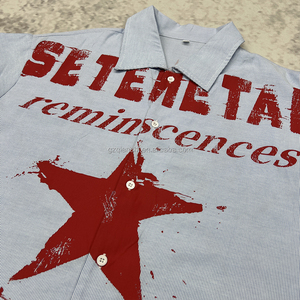 Polo surdimensionné à imprimé graphique personnalisé, T-shirt de créateur, fabricant de t-shirts, chemises polo rayées boutonnées pour hommes - Product Image 5