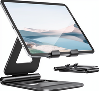 Support de téléphone pliable compact de poche avec logo personnalisé, support de téléphone portable en aluminium réglable multi-angles pour bureau