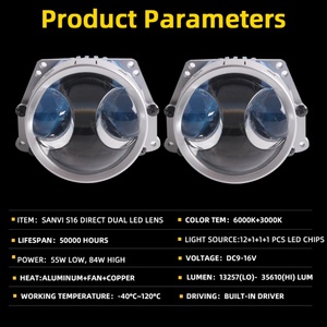 Sanvi Auto Light 3 Inch S16 Bi <b>Led</b> <b>Projector</b> Lens Headlight 55w 84w 6000k Super Bright High Low Beam Automotive Auto Accessories - Product Image 3
