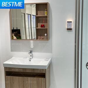 Çin Tarzı Lavabo Dolapları Çok Katmanlı Ahşap + Seramik Lavabo Paslanmaz Çelik Boyasız Su Geçirmez Banyo Dolapları - Product Image 6