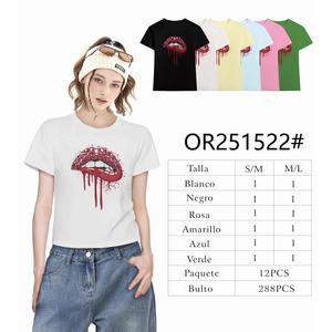 Comodo7 T-shirts à manches courtes personnalisés pour femmes Impression mignonne de luxe avec transferts de chaleur en strass Offre Spéciale - Product Image 4