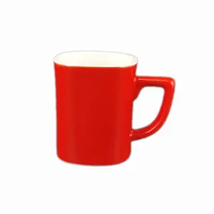 चीन में किए गए कस्टम विपणन पदोन्नति 8.5 oz लाल सिरेमिक कॉफी चाय मग प्रचारक कॉफी कप