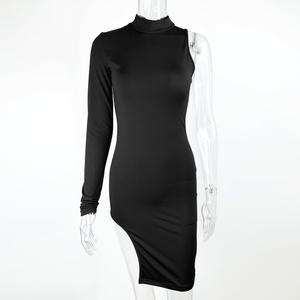 Vestido de Mujer de Manga Larga de Alta Calidad, Color Sólido, Sexy, Informal, para Club Nocturno, Mini Vestidos de Poliéster para Damas 20221 - Product Image 4