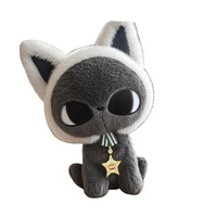 Peluche Gothique Chat Noir Mignon avec Capuche Blanche Brodé – Doudou Confortable pour Filles, Décoration d'Halloween, Vente en Gros