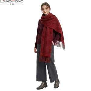 Écharpe pour femme Landfond, nouvelle collection coréenne à motif <span class=keywords><strong>pied</strong></span>-<span class=keywords><strong>de</strong></span>-<span class=keywords><strong>poule</strong></span>, châle long <span class=keywords><strong>de</strong></span> luxe en polyester respirant imprimé, étole chaude pour l'hiver - Product Image 1