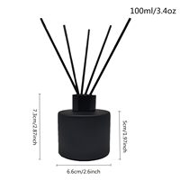 Bouteille diffuseur à roseaux en verre noir mat de 100 ml, vide, avec bâtonnets noirs, pour parfum, aromathérapie, décoration d'intérieur, pot d'emballage