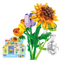 Ensemble de blocs de construction personnalisés 12-en-1, collection de fleurs, 9093 mini briques, collection botanique DIY pour enfants, jouets éducatifs STEM, marque privée