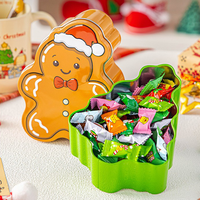 Boîte à biscuits de Noël en forme d'homme en pain d'épices, 14,3*11*5cm, emballage cadeau mignon pour biscuits, bonbons, gâteaux secs, commande en gros