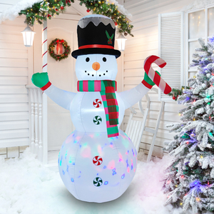 Muñeco <span class=keywords><strong>de</strong></span> Nieve Inflable Navideño <span class=keywords><strong>de</strong></span> 8 Pies con Bastón <span class=keywords><strong>de</strong></span> Caramelo y Decoración <span class=keywords><strong>de</strong></span> Dulces para Jardín, Patio, Hogar, Fiesta, Interior y Exterior - Product Image 5