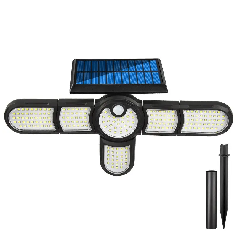 Outdoor Solar Powered Garden Lamp 6 Heads 198 Led Waterproof Motion Sensor Solar Wall Garden Lights