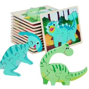 Juguetes educativos para niños, rompecabezas, múltiples modelos, dinosaurio mixto, madera contrachapada de Anime Montessori, rompecabezas de madera 3D para niños