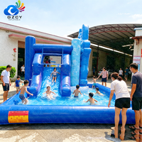 Toboggan aquatique gonflable commercial pas cher, couleurs fraîches, avec piscine