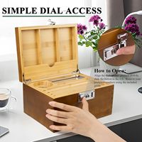Boîte de rangement en bambou premium avec serrure à combinaison et brosse de nettoyage, ensemble cadeau pour l'organisation des articles de soin personnel