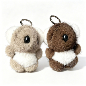 Llavero de <span class=keywords><strong>koala</strong></span> de piel sintética de visón, de dos tonos, esponjoso, mini, de dibujos animados, con orejas grandes blancas, colgante de animal australiano para bolso - Product Image 1