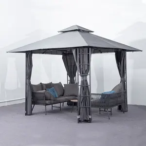 Mobiliário externo moderno jardim pátio tenda de aço quadro de gabinete com mosquito netting gazebo