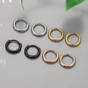 Moda mulheres homens jóias personalizadas 14k banhado a ouro círculo hoops brincos huggie aço inoxidável