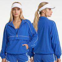 Pullover à col zippé pour femme, coupe-vent léger UPF 50+, idéal pour la course à pied, la randonnée et les activités de plein air, avec poche.