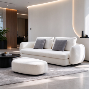 Sofá Curvo de 2 y 3 Plazas, Chaise Longue Seccional, Reposabrazos Redondeados Acolchados, Cojín de Respaldo Suelto, Perfil Bajo, Moderno, para Sala de Estar, Hotel, Villa - Product Image 1