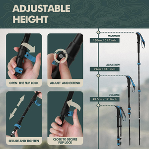 Outdoor Travel Lightweight Hiking <b>Poles</b> 1pc Collapsible Walking Sticks Adjustable Trekking <b>Poles</b> with EVA Foam <b>Grips</b> - Product Image 3