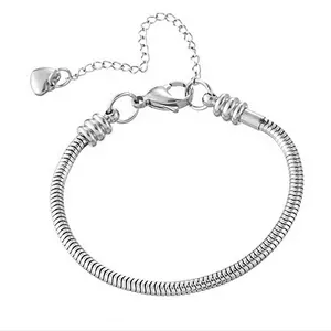 Women Stainless Steel Jewelry Adjustable Hip hop Round Snake Twisted Strap Bead Rose Gold Plated Heart Snake Chain Bracelets