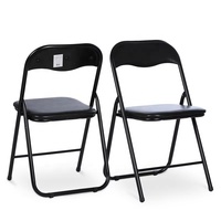 Chaise de salle à manger pliante en fer noir moderne - Chaise pliante en métal légère, durable et portable pour l'extérieur, le jardin, le salon et les événements