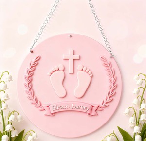 Plaque commémorative de baptême de nouveau-né en résine personnalisable-Cadeau significatif pour la commémoration de la protection divine du bébé - Product Image 3