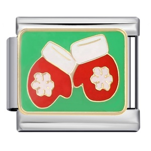 Breloques modulaires à thème de Noël, globe à neige avec Père Noël, ornement de Noël, élément hivernal, breloques à maillons en acier inoxydable, cadeau de fêtes - Product Image 2
