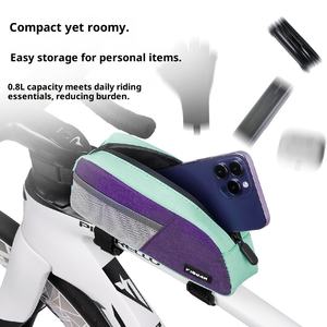 Sac de cadre de vélo vintage à blocs de couleur, imperméable, avec sangle réglable, pour cadre supérieur, pour vélo de montagne, vélo de route, rangement pour le cyclisme, grand format - Product Image 1