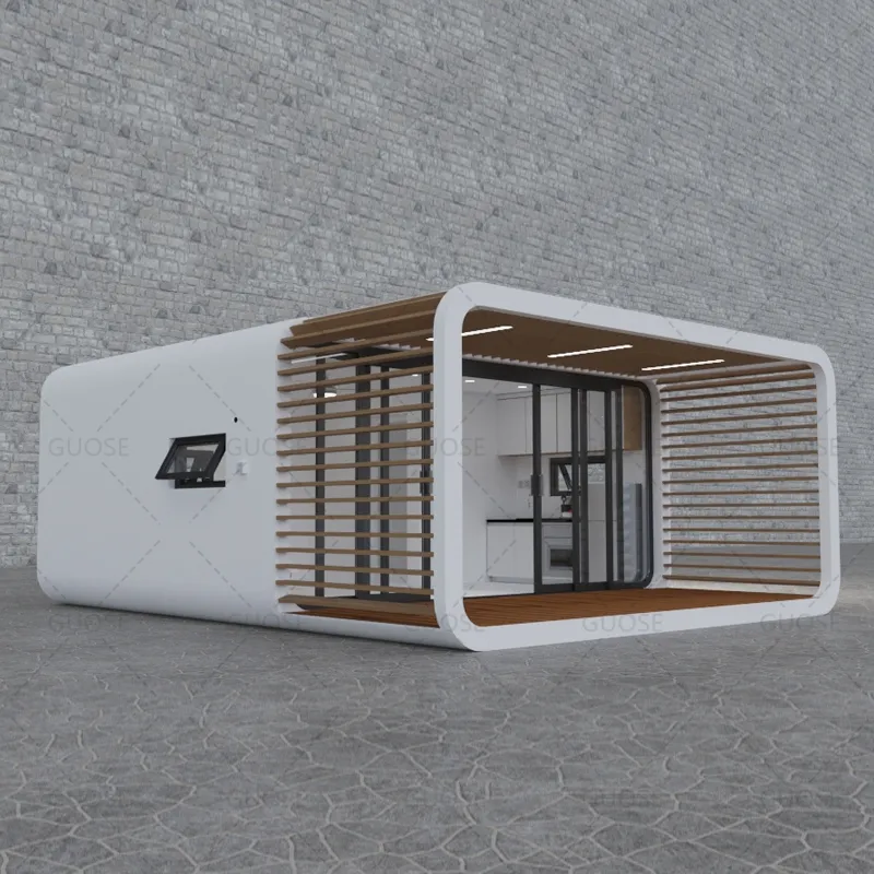 Un grande balcone moderno ed elegante Design prefabbricato case Container Apple Cabin Office Pod per Living & Hotel & Office